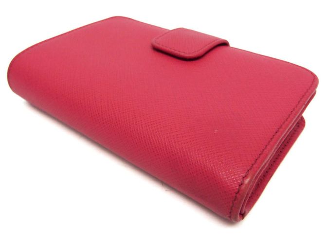 Prada Saffiano Leder Bi-Fold Geldbörse Pink - Ansicht 2
