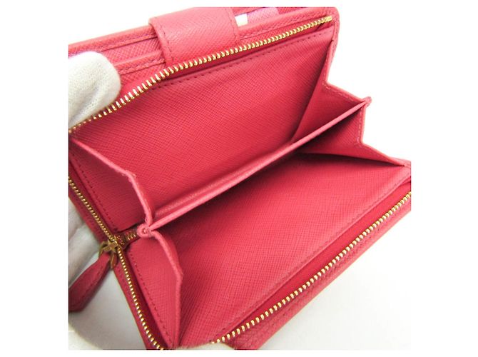 Prada Saffiano Leder Bi-Fold Geldbörse Pink - Ansicht 4