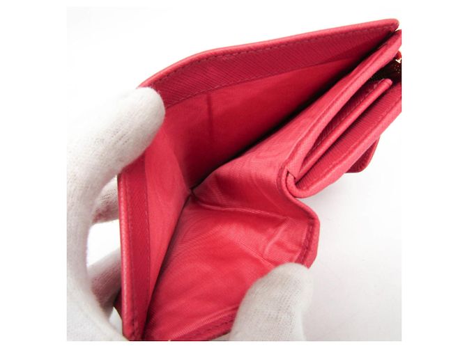 Prada Saffiano Leder Bi-Fold Geldbörse Pink - Ansicht 5