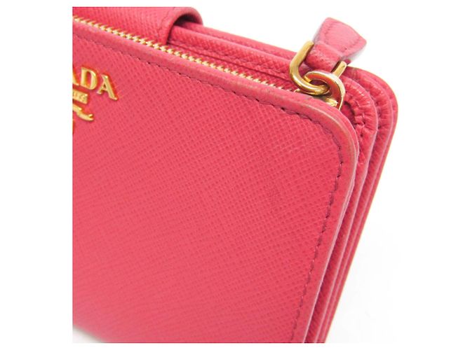 Prada Saffiano Leder Bi-Fold Geldbörse Pink - Ansicht 6