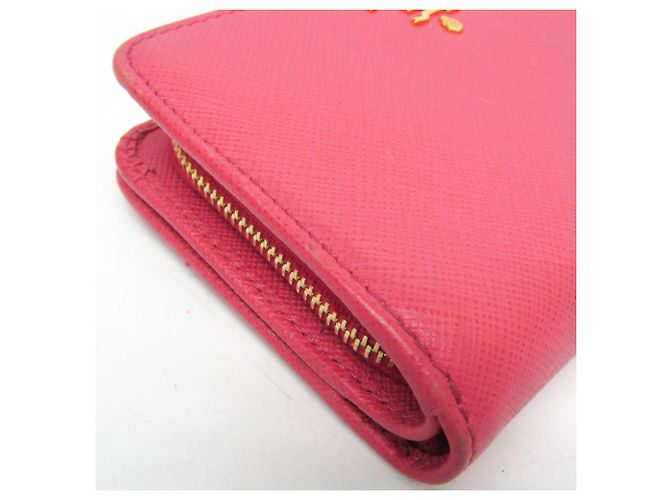 Prada Saffiano Leder Bi-Fold Geldbörse Pink - Ansicht 8