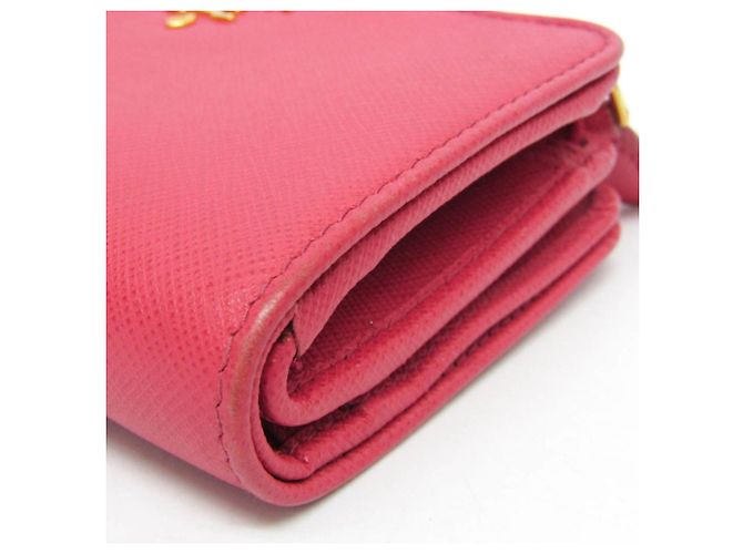 Prada Saffiano Leder Bi-Fold Geldbörse Pink - Ansicht 9