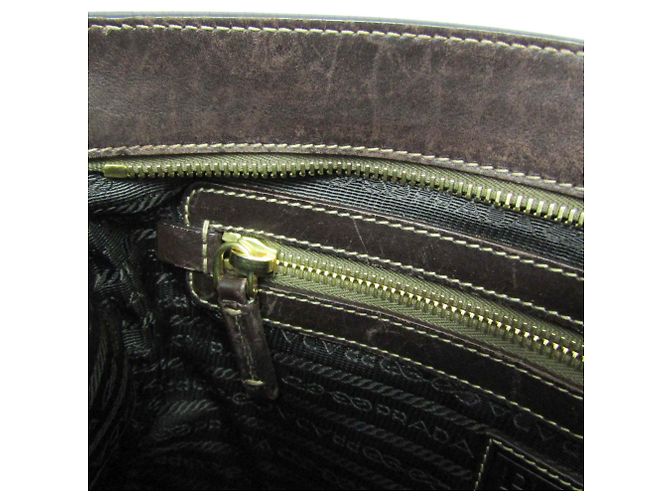 Borsa a spalla da donna in jacquard con logo Prada Marrone scuro - vista 11