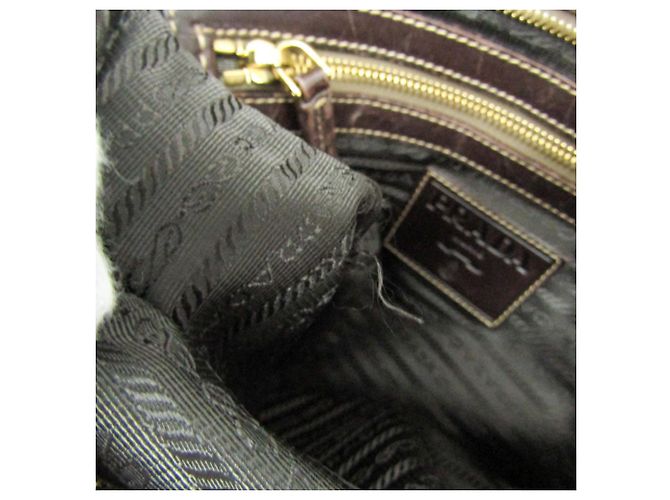 Borsa a spalla da donna in jacquard con logo Prada Marrone scuro - vista 12
