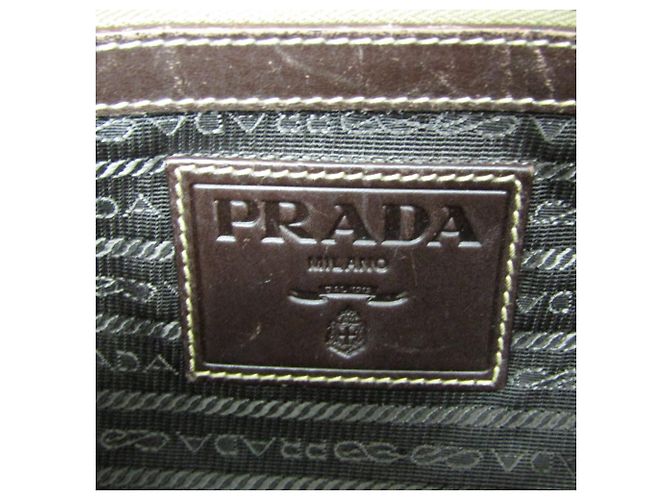 Borsa a spalla da donna in jacquard con logo Prada Marrone scuro - vista 13