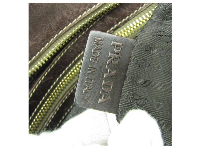 Borsa a spalla da donna in jacquard con logo Prada Marrone scuro - vista 14