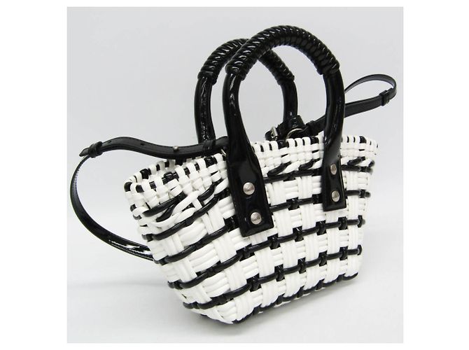 Borsa in pelle Balenciaga Bistro XXS Nero Bianco - vista 10