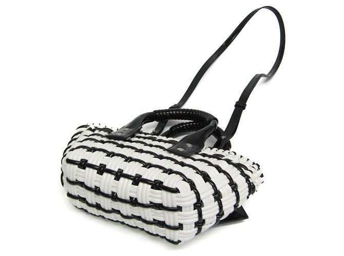 Borsa in pelle Balenciaga Bistro XXS Nero Bianco - vista 2