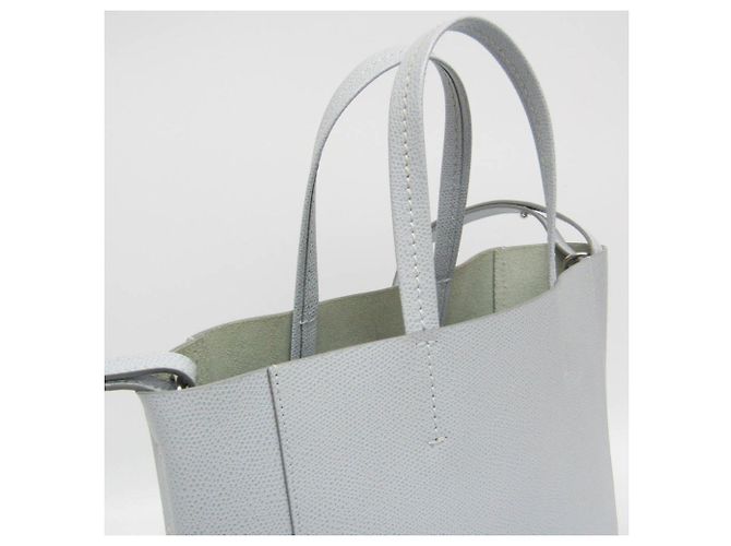 Céline Borsa a Spalla Piccola in Pelle Celine Vertical Cabas Marrone Blu chiaro - vista 7