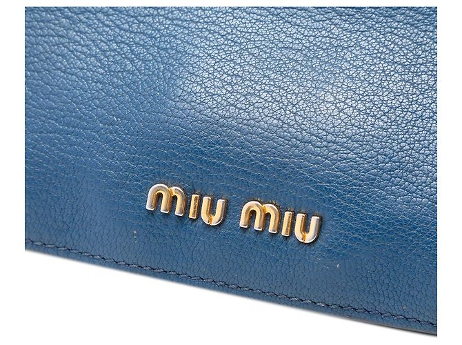 Bolsa Madras em couro de cabra azul Miu Miu - vista 5