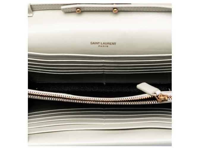 Saint Laurent White Leather Monogram Sulpice Chain Wallet - view 4
