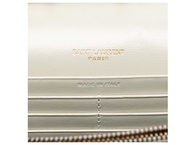Saint Laurent White Leather Monogram Sulpice Chain Wallet - view 5