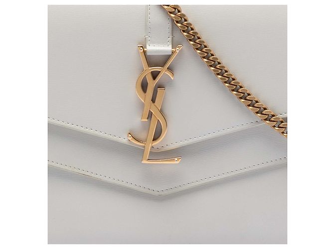 Saint Laurent White Leather Monogram Sulpice Chain Wallet - view 7