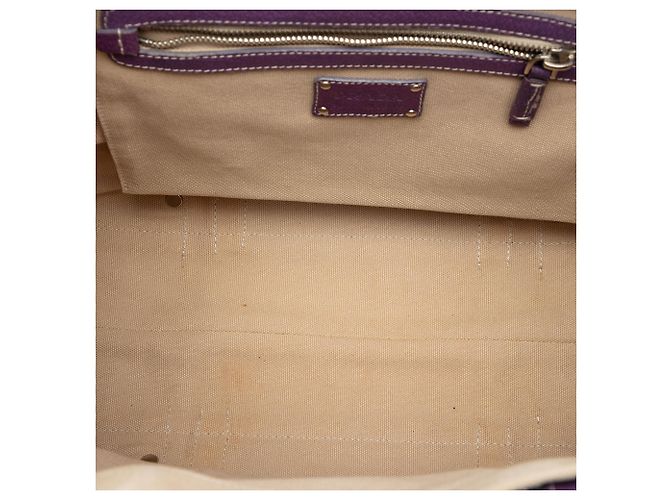 Borsa tote in tela con tasca frontale in pelle marrone con borchie Prada Beige - vista 4