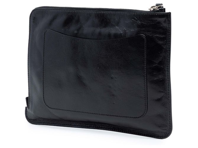 Clutch Chanel in pelle di vitello nera usurata Je Ne Suis Pas En Solde - vista 2