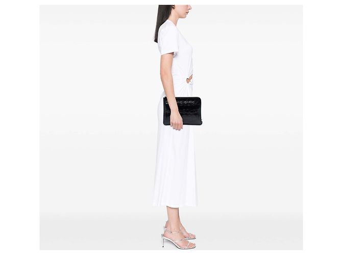 Clutch Chanel in pelle di vitello nera usurata Je Ne Suis Pas En Solde - vista 8