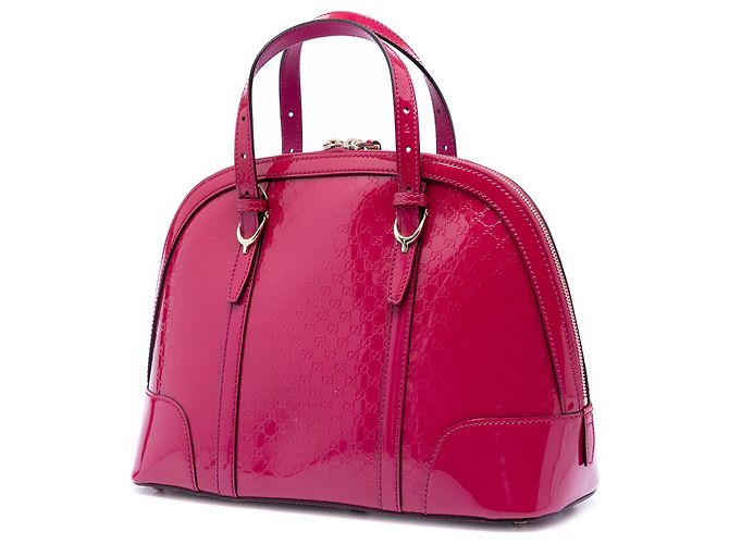 Borsa a mano piccola Nice in microguccissima rosa in vernice Gucci - vista 2