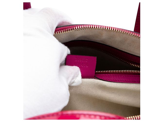 Borsa a mano piccola Nice in microguccissima rosa in vernice Gucci - vista 6