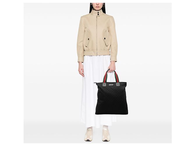 Gucci Schwarze GG Canvas Vertikale Tote - Ansicht 7