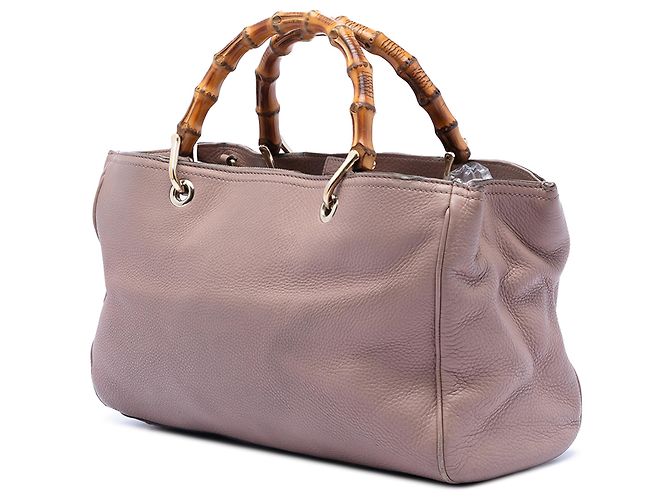 Bamboo Borsa shopper media in pelle di vitello marrone con bambù Gucci Carne - vista 2