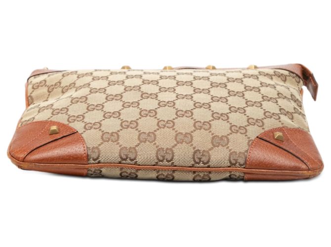 Borsa a tracolla Gucci in tela GG beige con borchie. - vista 3