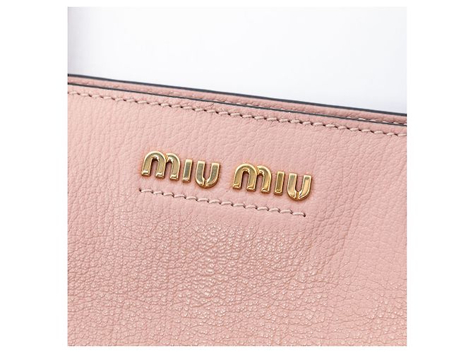 Borsa a mano in pelle di capra rosa Madras con tasca frontale Miu Miu - vista 5
