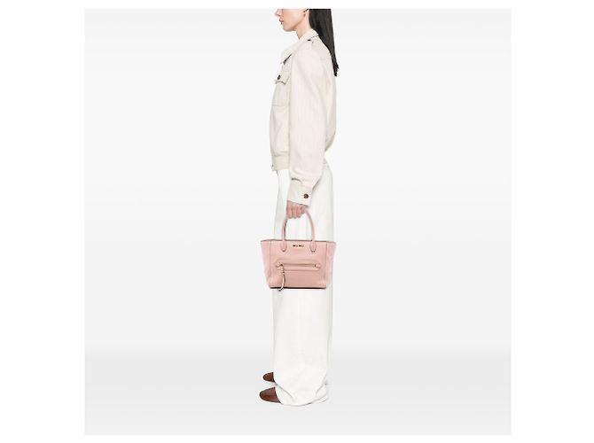 Borsa a mano in pelle di capra rosa Madras con tasca frontale Miu Miu - vista 6