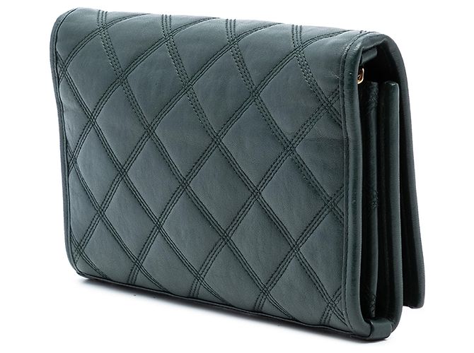 Cartera de cadena Diamond Becky en piel de cordero acolchada verde Saint Laurent - vista 2