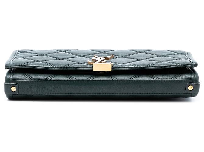 Cartera de cadena Diamond Becky en piel de cordero acolchada verde Saint Laurent - vista 3