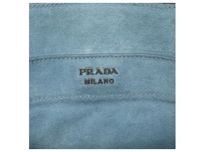 Prada Graue Glanzkalbsleder Etikette Tasche Braun - Ansicht 5