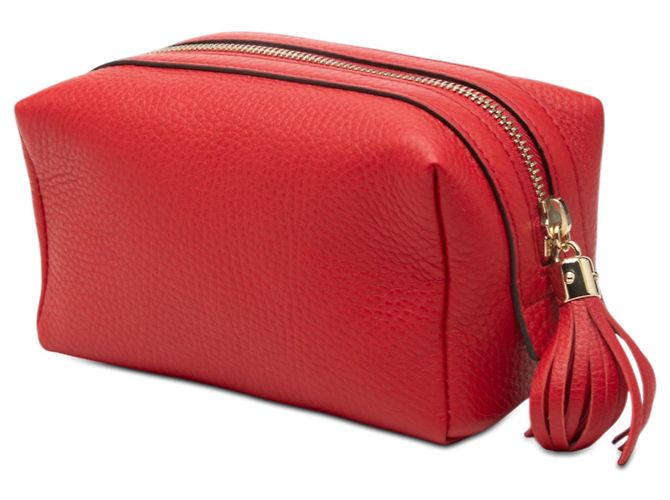 Gucci Rote Leder Soho Kosmetiktasche - Ansicht 2