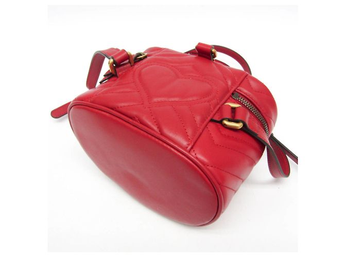 Gucci GG Marmont Damen-Leder-Rucksack mit Steppung Rot - Ansicht 4