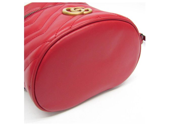 Gucci GG Marmont Damen-Leder-Rucksack mit Steppung Rot - Ansicht 5