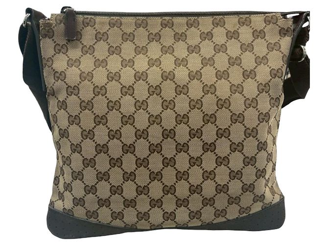 Borsa a Spalla in Tela GG e Pelle Gucci Marrone - vista 2