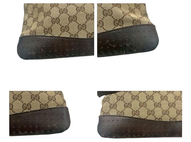 Borsa a Spalla in Tela GG e Pelle Gucci Marrone - vista 3