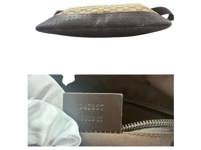 Borsa a Spalla in Tela GG e Pelle Gucci Marrone - vista 4