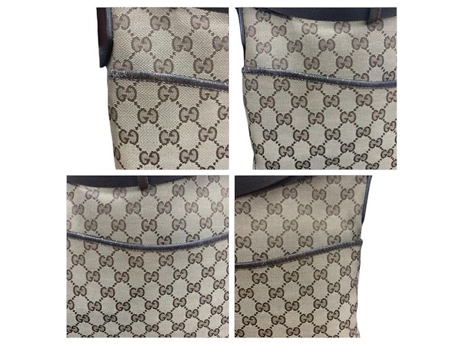 Borsa a Spalla in Tela GG e Pelle Gucci Marrone - vista 5