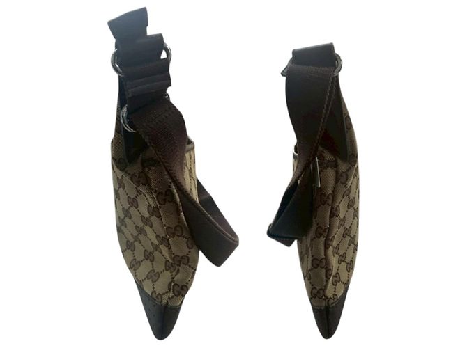 Borsa a Spalla in Tela GG e Pelle Gucci Marrone - vista 8