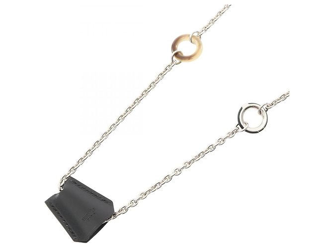 Collana in pelle e acciaio inossidabile Hermès Nero - vista 4