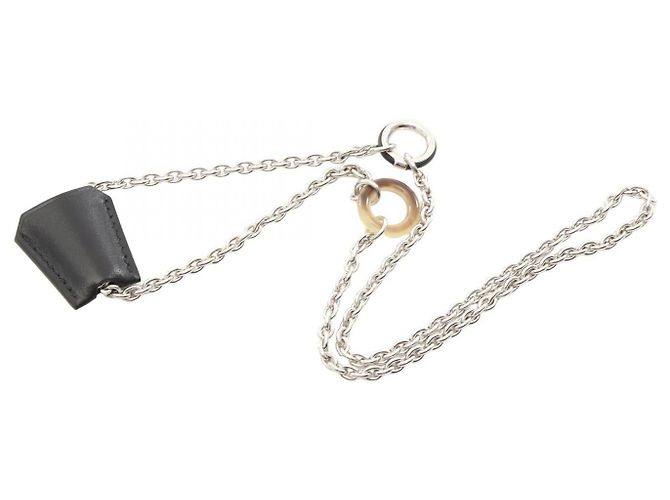 Collana in pelle e acciaio inossidabile Hermès Nero - vista 5
