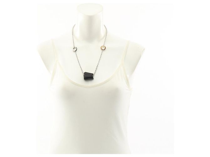 Collana in pelle e acciaio inossidabile Hermès Nero - vista 8