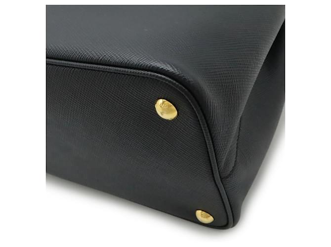 Prada Leder Doppel-Tote-Bag Schwarz - Ansicht 3