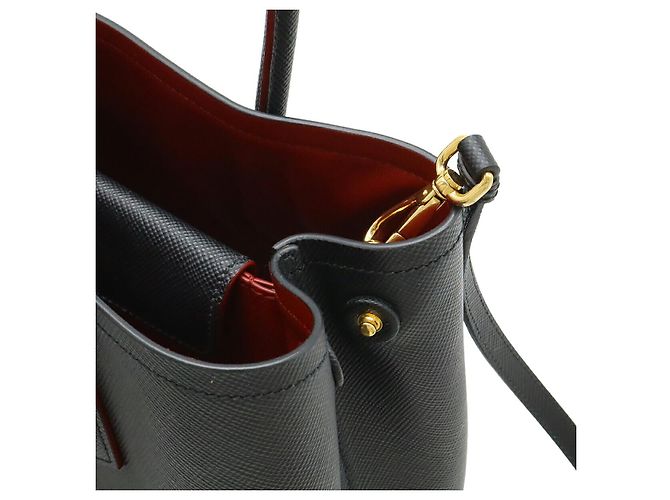 Prada Leder Doppel-Tote-Bag Schwarz - Ansicht 5