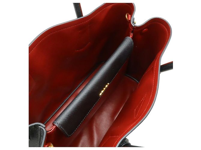 Prada Leder Doppel-Tote-Bag Schwarz - Ansicht 6