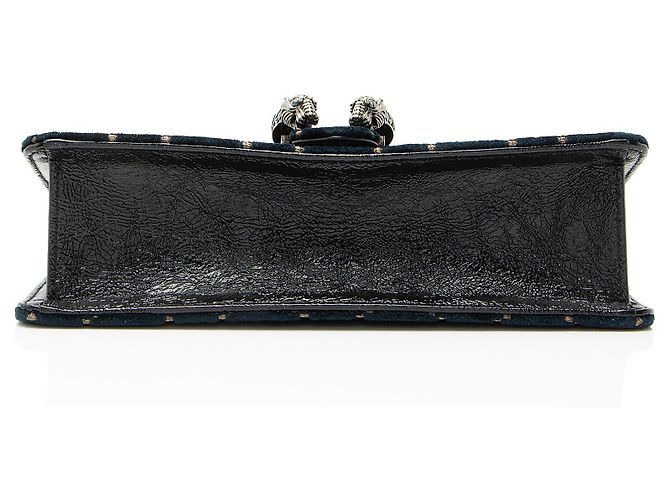 Borsa a Spalla Gucci GG Velvet Crystal Dionysus Medium E/W Blu - vista 4