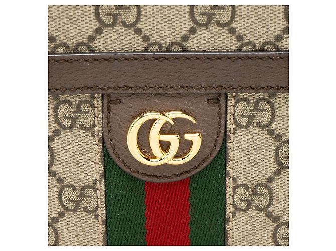 Mini bolso de hombro Ophidia GG Supreme de Gucci Castaño Beige - vista 9