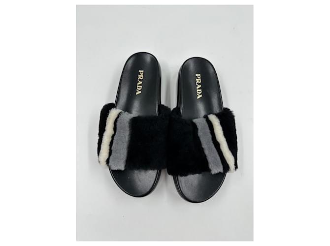 Mule Prada in pelle nera Nero - vista 3