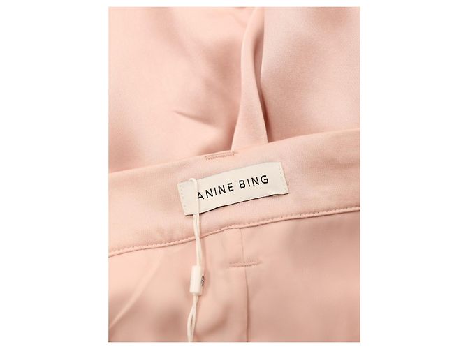 Anine Bing Pantalones de Seda Rosa de Pierna Ancha - vista 3