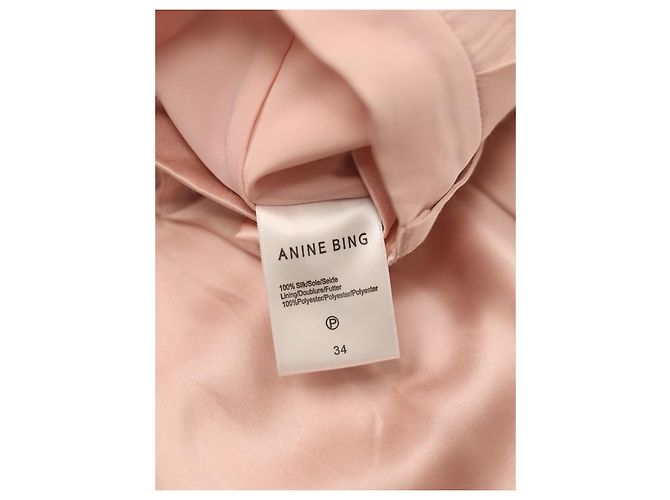 Anine Bing Pantalones de Seda Rosa de Pierna Ancha - vista 4