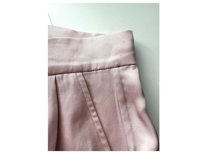 Anine Bing Pantalones de Seda Rosa de Pierna Ancha - vista 5